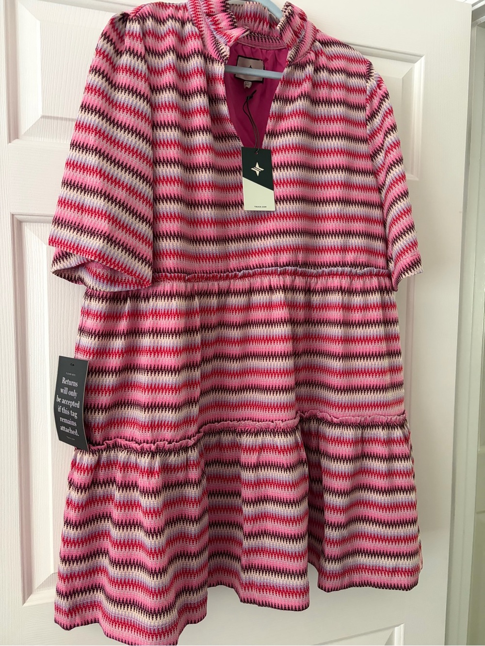 Tuckernuck Pink Red Lavender Zigzag Knit dress - Picture 2 of 4